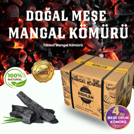 KOHLEN 4 KĞ Doğal Meşe Odunundan Yapılmış Premium Mangal Kömürü - 1