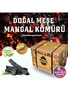 KOHLEN 4 KĞ Doğal Meşe Odunundan Yapılmış Premium Mangal Kömürü - 1
