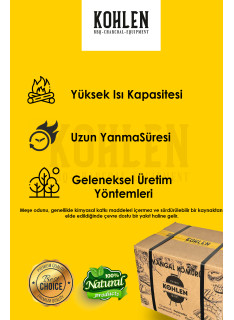 KOHLEN 4 KĞ Doğal Meşe Odunundan Yapılmış Premium Mangal Kömürü - 4