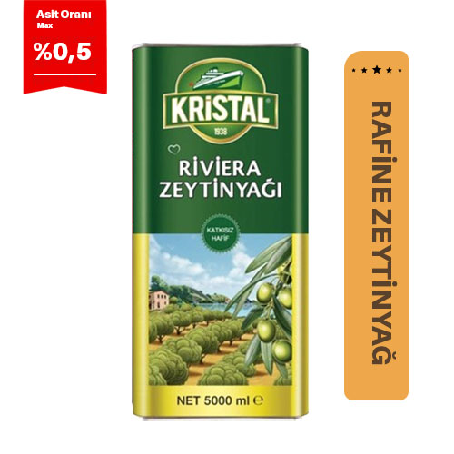 KRİSTAL Riviera Zeytinyağı 5 L Teneke – Yemeklik Zeytinyağı