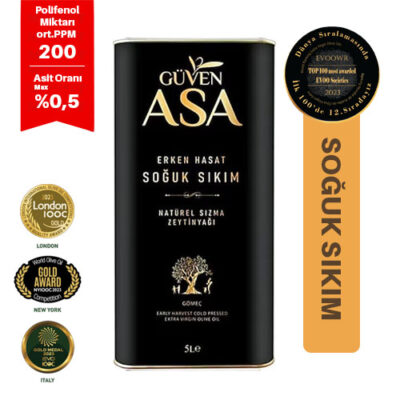 GÜVEN Asa Erken Hasat Soğuk Sıkım Natürel Sızma Zeytinyağı 5litre