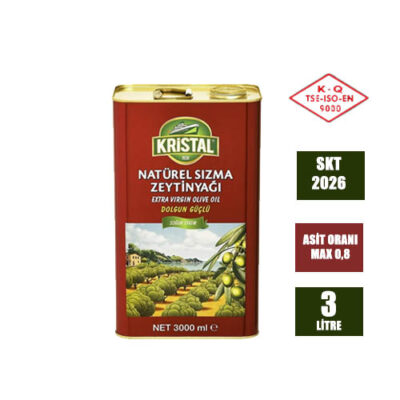 Kristal Natürel Sızma Zeytinyağı 3 L Teneke DG – Ege’nin Doğal Lezzeti
