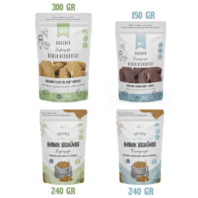 OG Natural 4’lü Organik Keçiboynuzlu Ve Zeytinyağlı Bebek Bisküvisi Ve Bisküvi Tozu Seti