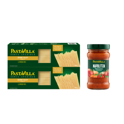 PastaVilla İtalyan Makarna Seti 3’lü | 2’li Linguine 500 g + Napoliten Makarna Sosu